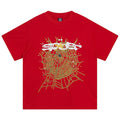 Sp5der Spider Web Print Gothic Punk T-Shirt Red